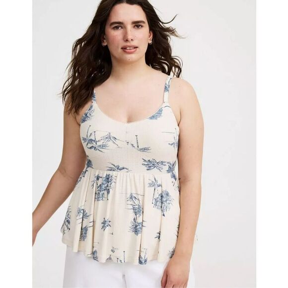 Torrid women plus size 2 2xl top shirt blouse cami tank blue china floral - Picture 2 of 6